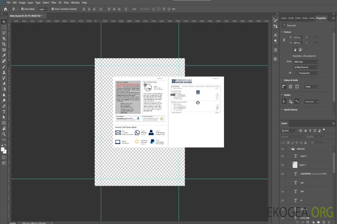 ROYAUME-UNI BIRMINGHAM WATER facture de services publics modèle Word et PDF 2-3 template